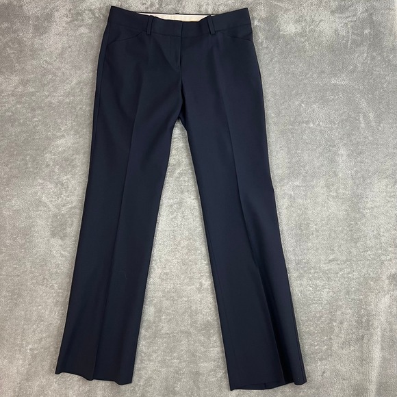 Theory Pants - Theory Dress Pants Womens 6 Pleated Navy Wool Low Rise Wide Leg Career